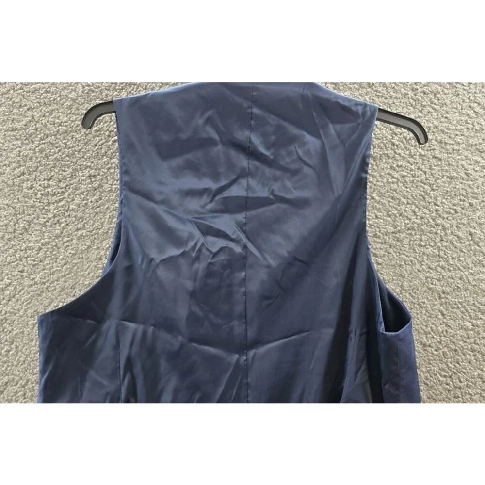 Calvin Klein Slim-Fit Wool Infinite Stretch Suit Vest Men's L Blue Button Front